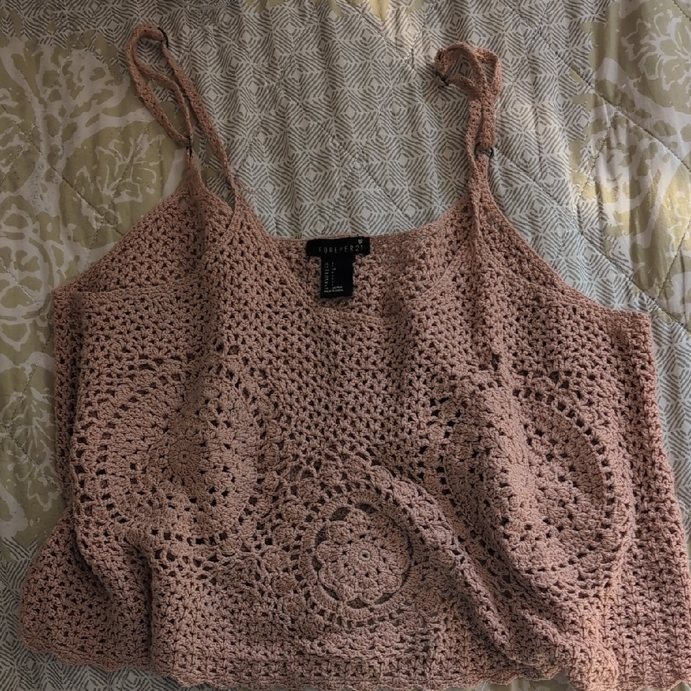 Forever 21 Blush Crochet Crop Top